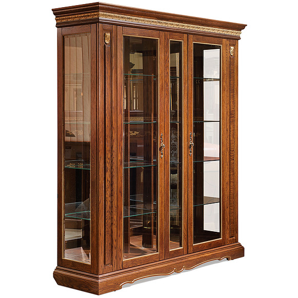 Шкаф с витриной «Милана 11» П265.11, Цвет: Черешня с золочением