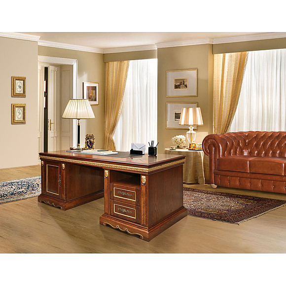 Стол «Милана 1П» П396.01, Цвет: Черешня с золочением