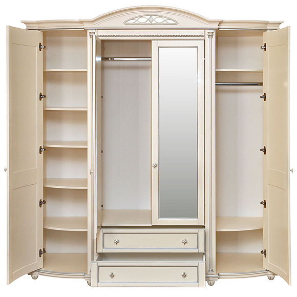 Шкаф для одежды «Валенсия 4» П254.11, Цвет: Античная темпера с серебром