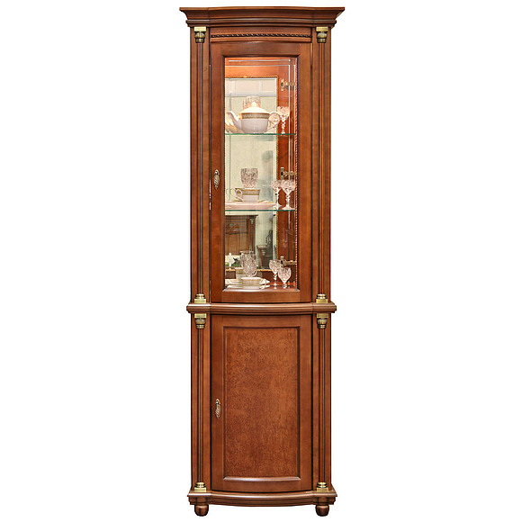 Шкаф с витриной «Валенсия 1з» П244.14, Цвет: Каштан