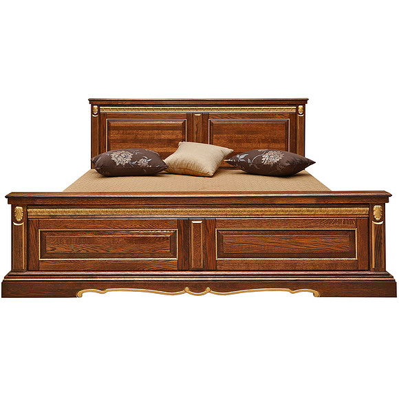 Кровать двойная «Милана» высокое изножье, Цвет: Черешня с золочением, Механизм трансформации: без механизма, Спальное место: 2000x1600 мм, Размер: 2187x1772x1035 мм