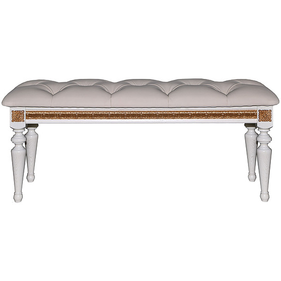 Банкетка «Милана 25» П294.25, Цвет: Слоновая кость с золочением