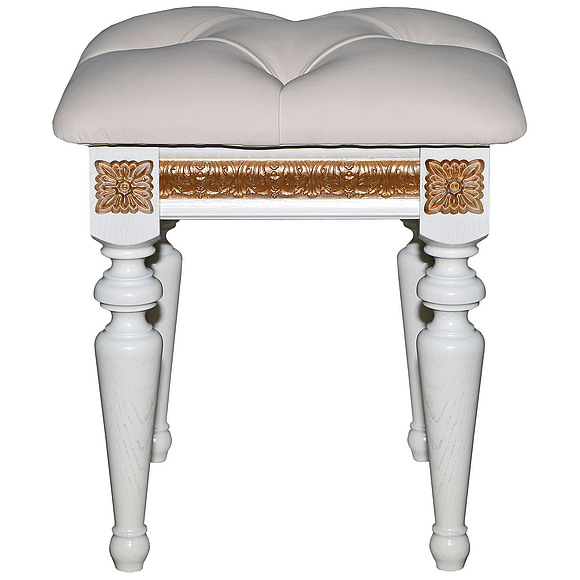 Банкетка «Милана 26» П294.26, Материал: натуральная кожа, Цвет: Слоновая кость с золочением