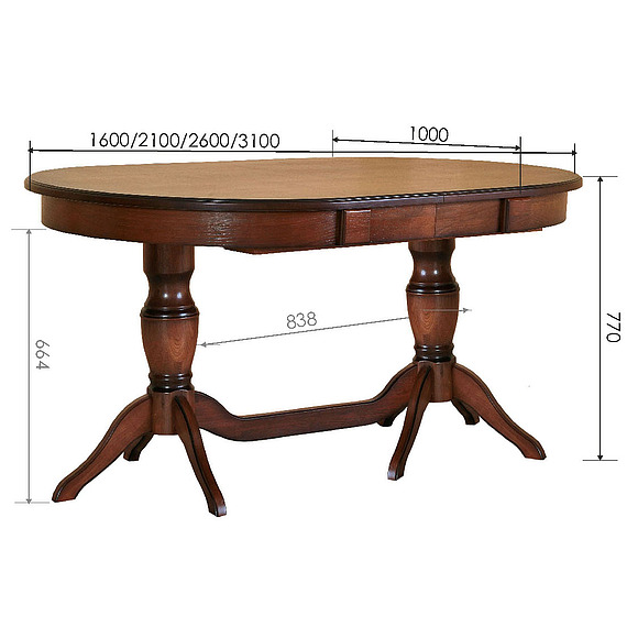 Стол «Верди 4РД» П106.15, Цвет: Дуб рустикаль с патинированием