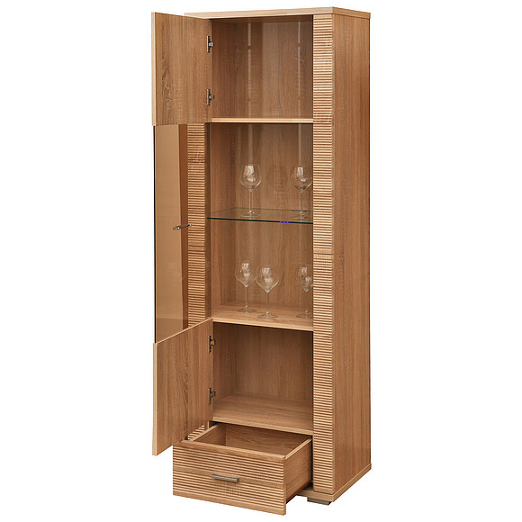 Шкаф с витриной «Гресс» П501.04, Цвет: Дуб Сонома светлый