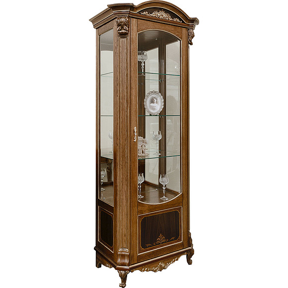 Шкаф с витриной «Альба 8» П485.08, Цвет: Палисандр с золочением