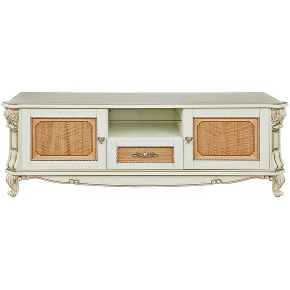 Тумба «Альба ТВ2с» П485.02с, Цвет: Слоновая кость с золочением