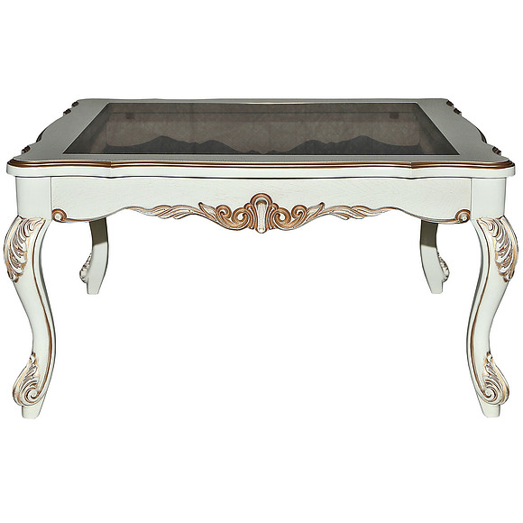 Стол журнальный «Альба 01» П497.01, Цвет: Слоновая кость с золочением