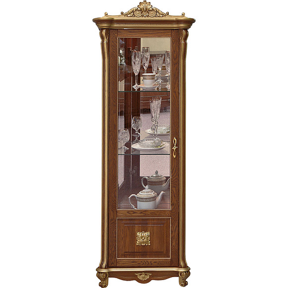 Шкаф с витриной «Алези 8 Люкс» П350.08-01л, Цвет: Античная бронза с золочением