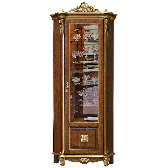 Шкаф с витриной «Алези 10 Люкс» П350.13л, Цвет: Античная бронза с золочением