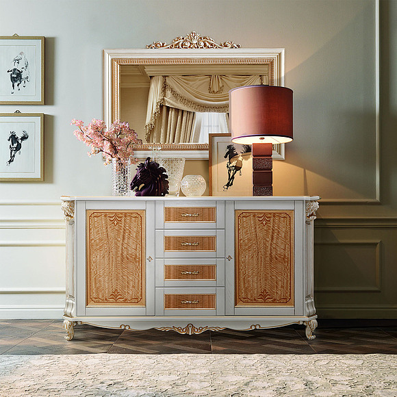 Тумба «Альба 14/1с» П485.14/1с, Цвет: Слоновая кость с золочением