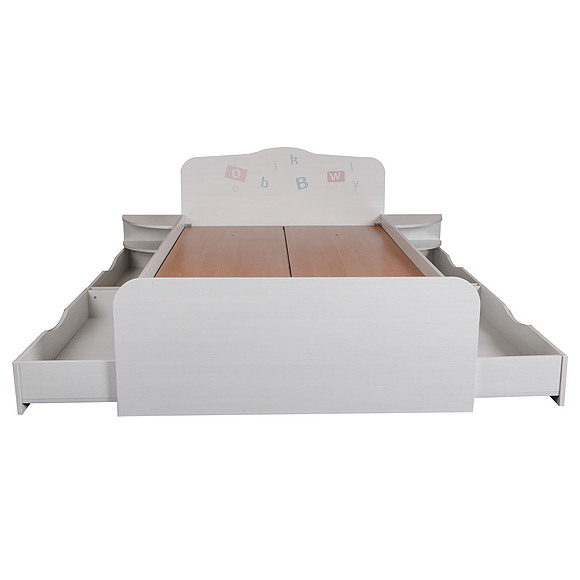 Кровать двойная «Соната», Цвет: Принт «Буквы», Спальное место: 2000x1600 мм