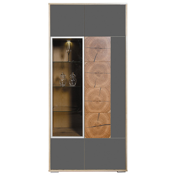 Шкаф с витриной «Гелиос» П550.01, Цвет: Дуб Вотан + белый