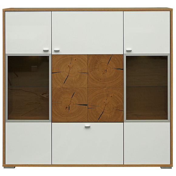Шкаф с витриной «Гелиос» П550.02, Цвет: Дуб Вотан + белый