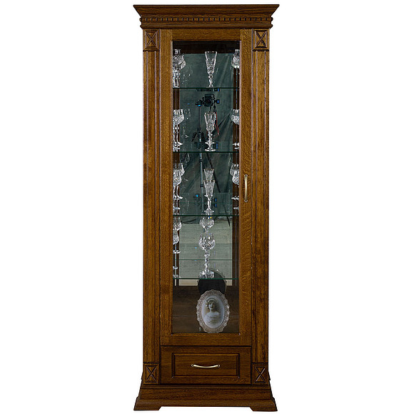 Шкаф с витриной «Верди Люкс 1з» П487.11з-01, Цвет: Черешня