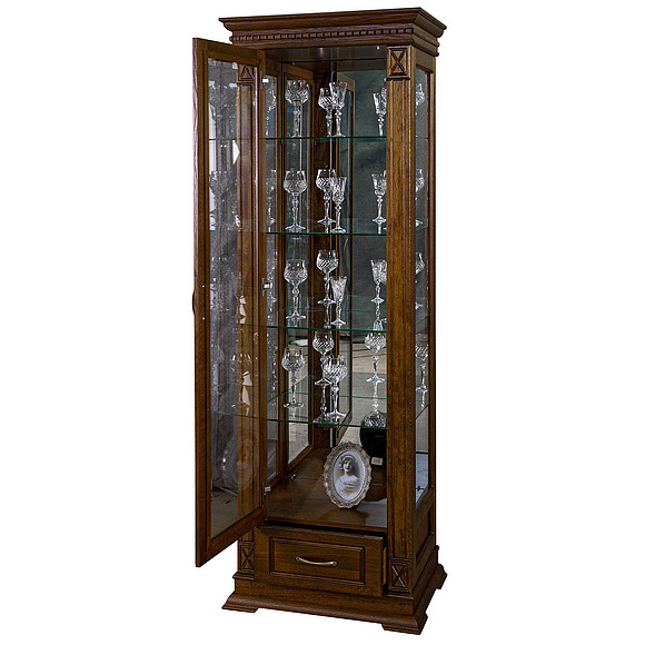 Шкаф с витриной «Верди Люкс 1з» П487.11з-01, Цвет: Черешня