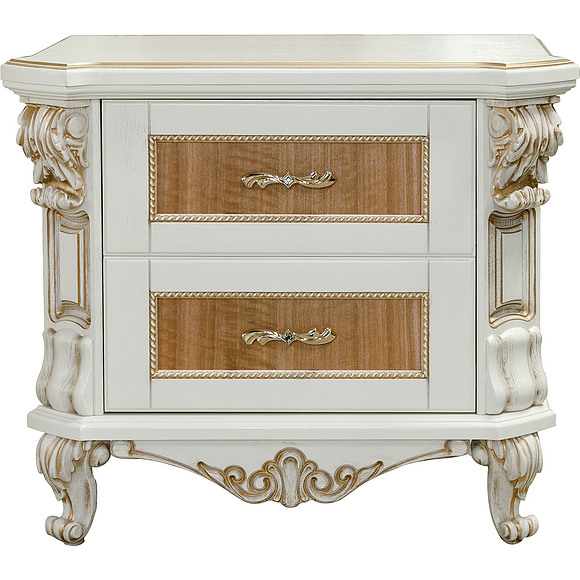 Тумба прикроватная «Альба 03с» П524.03с, Цвет: Слоновая кость с золочением