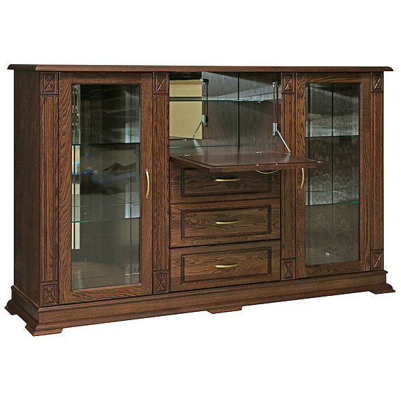 Шкаф «Верди Люкс 3/2з» П487.12з, Цвет: Табак (tumba_kombinir_verdi_3-2z_p487_12z_tabak_2.jpg) Шкаф «Верди Люкс 3/2з» П487.12з, Цвет: Табак