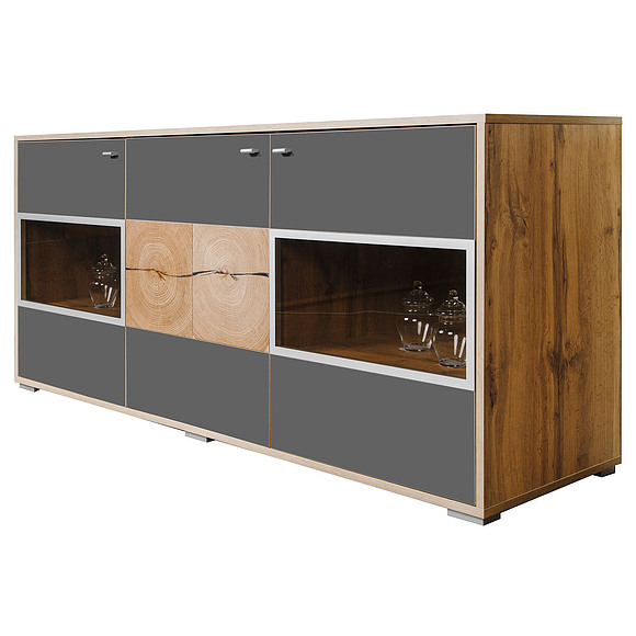 Тумба «Гелиос» П550.21, Цвет: Дуб Вотан + серый