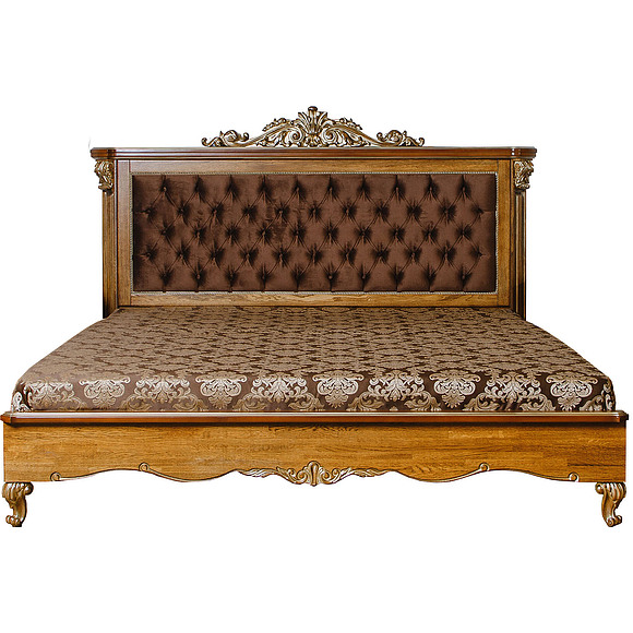Кровать двойная «Альба» (декор. изголовье) , Цвет: Палисандр с золочением, Спальное место: 2000x1600 мм, Размер: 2145x1800x1350 мм