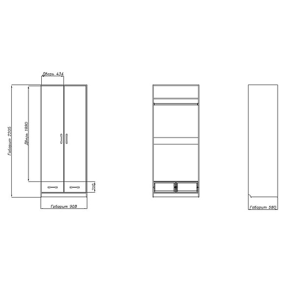 Шкаф комбинированный «Бритиш» П551.05, Материал: ДСП ламинированная