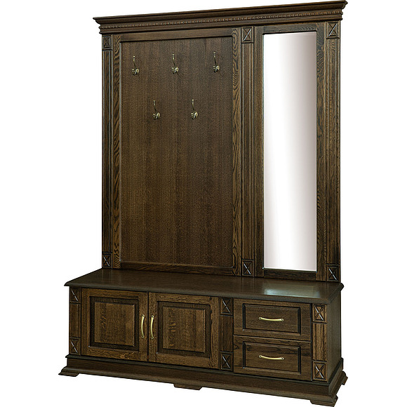 Тумба с вешалкой и зеркалом «Верди Люкс» П433.04Z, Цвет: Венге