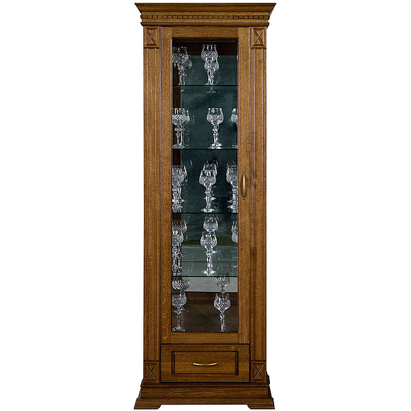 Шкаф с витриной «Верди Люкс 1з» П487.11з-01, Цвет: Дуб рустикаль