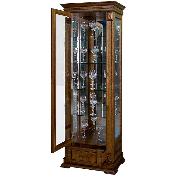 Шкаф с витриной «Верди Люкс 1з» П487.11з-01, Цвет: Дуб рустикаль