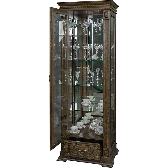 Шкаф с витриной «Верди Люкс 1з» П487.11з-01, Цвет: Табак