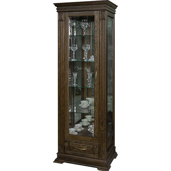 Шкаф с витриной «Верди Люкс 1з» П487.11з-01, Цвет: Табак