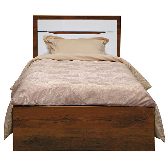 Кровать одинарная «Монако» с низким изножьем, Цвет: Дуб Саттер+Белый глянец, Спальное место: 2000x900 мм, Размер: 2060х1010х940 мм