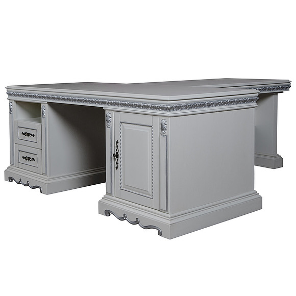 Стол «Милана 2П» П396.02, Цвет: Слоновая кость с серебром