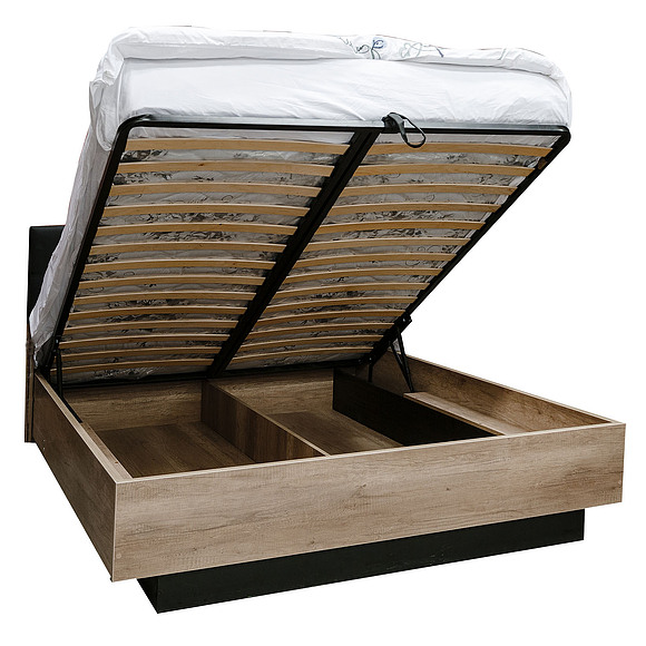 Кровать двойная «Брауни» П043.1203ПМ с подъёмным механизмом, Цвет: Дуб Каньон+чёрный