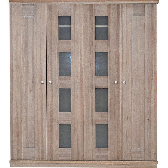 Шкаф для одежды 4д «Доминика 2107Бр» БМ711, Цвет: брашированный серо-бежевый