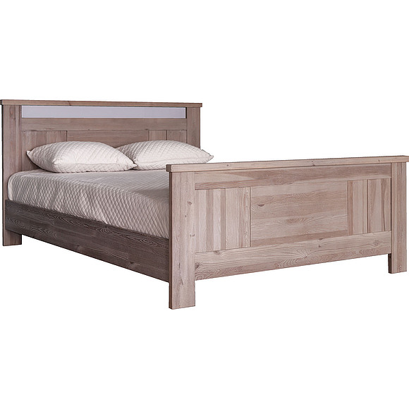 Кровать двойная «Доминика Бр» БМ711, Цвет: брашированный серо-бежевый, Спальное место: 2000x1600 мм, Размер: 2080x1700x1000 мм