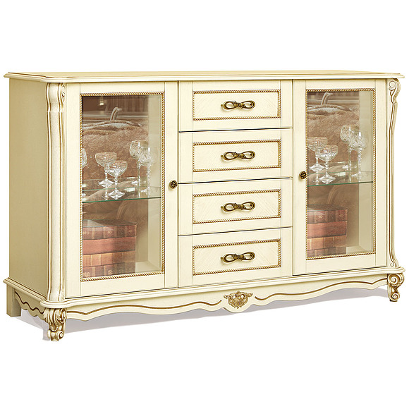 Тумба «Алези 3з» П350.01, Цвет: Слоновая кость с золочением (Alezi_tumba3z_350-01.jpg) Тумба «Алези 3з» П350.01, Цвет: Слоновая кость с золочением