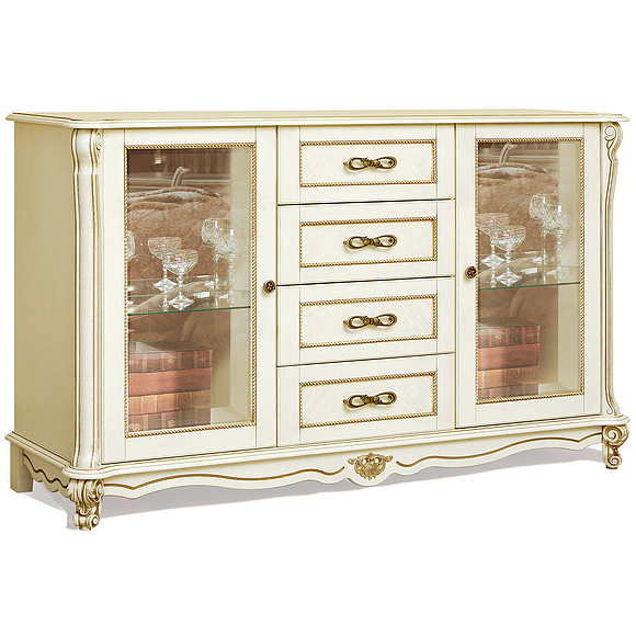 Тумба «Алези 3з» П350.01, Цвет: Слоновая кость с золочением (Tumba_3z_P350-2.jpg) Тумба «Алези 3з» П350.01, Цвет: Слоновая кость с золочением