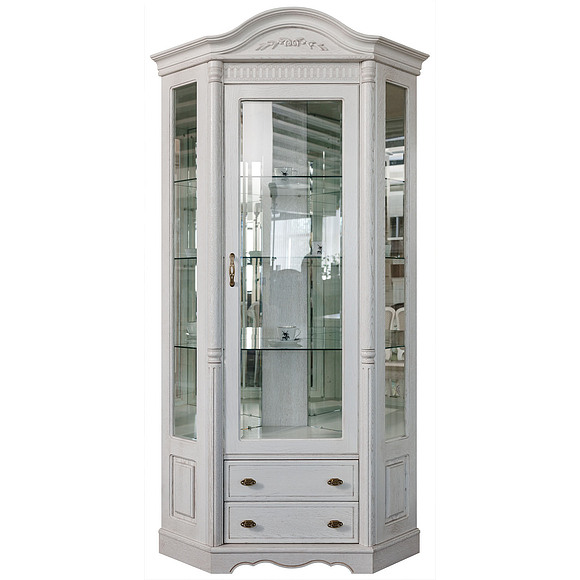 Шкаф с витриной угловой «Паола 2115» БМ670, Цвет: Розовый пепел