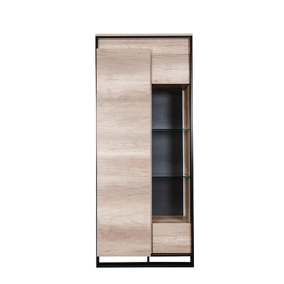 Шкаф с витриной «Каньон» П561.20-1, Материал: каркас с подсветкой, Цвет: Дуб Каньон+чёрный