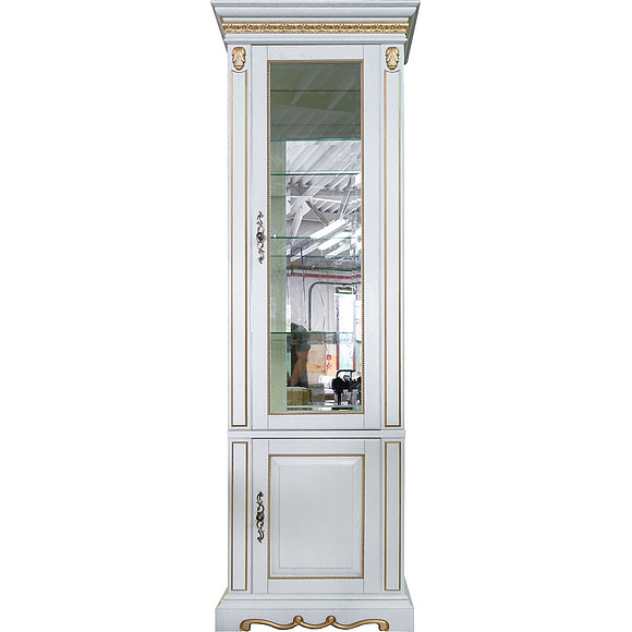 Шкаф комбинированный «Милана 1С» П396.09, Цвет: Слоновая кость с золочением