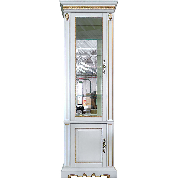 Шкаф комбинированный «Милана 1С» П396.09-01, Цвет: Слоновая кость с золочением