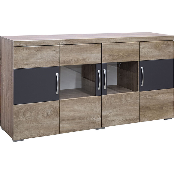 Комод «Амаранти» П563.08, Цвет: Дуб тобакко синхро + Шагрень графит