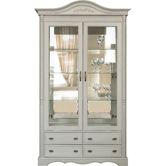 Шкаф с витриной 2д «Паола 2114» БМ670, Цвет: Розовый пепел