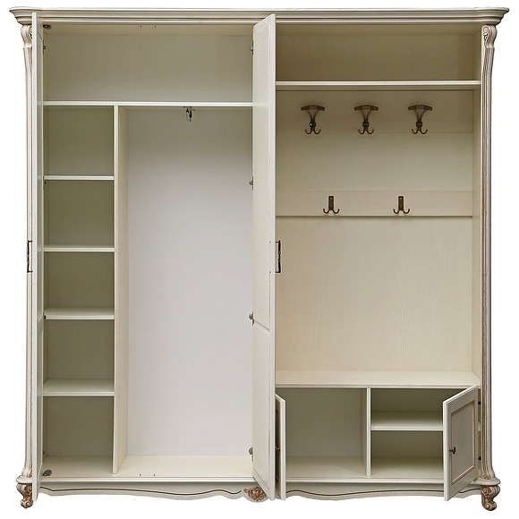 Шкаф комбинированный «Алези 2з» П540.02з (П540.02з-01), Цвет: Слоновая кость с золочением