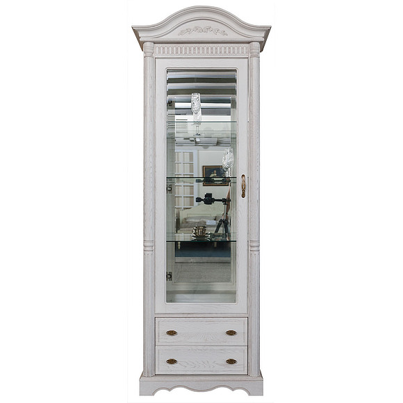 Шкаф с витриной «Паола 2380-01» БМ670, Цвет: Розовый пепел