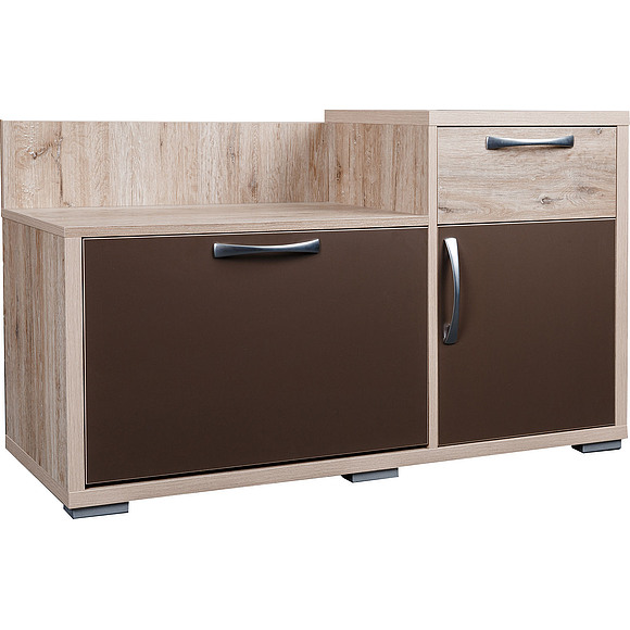 Тумба для обуви «Верес» П564.05, Материал: ДСП ламинированная, Цвет: Дуб версаль + Тёмно-коричневый (564-05_35df2441d881c3.jpg) Тумба для обуви «Верес» П564.05, Материал: ДСП ламинированная, Цвет: Дуб версаль + Тёмно-коричневый