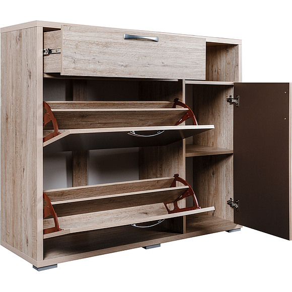 Тумба для обуви «Верес» П564.08, Материал: ДСП ламинированная, Цвет: Дуб версаль + Тёмно-коричневый