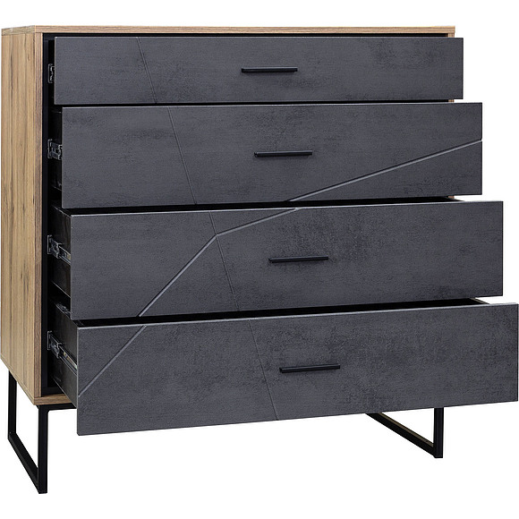 Комод «Лайн» П620.11, Цвет: Камень серый/Дуб вотан/Чёрный