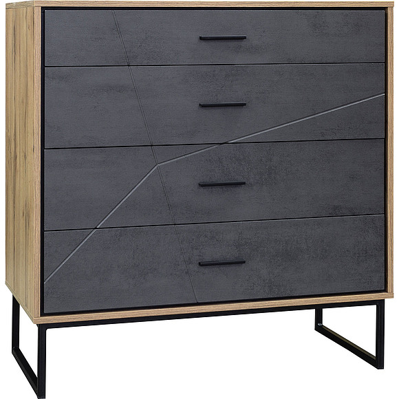 Комод «Лайн» П620.11, Цвет: Камень серый/Дуб вотан/Чёрный
