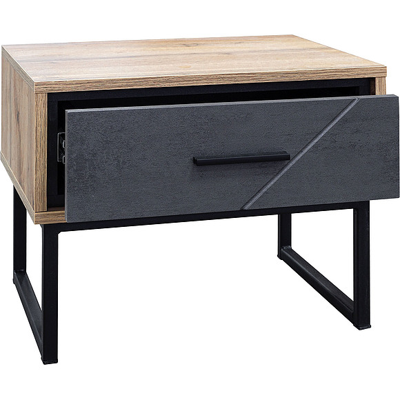 Тумба прикроватная «Лайн» П620.12, Цвет: Камень серый/Дуб вотан/Чёрный